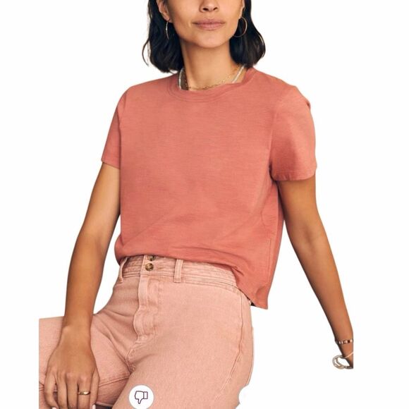 Faherty Sunwashed Organic Cotton Crop T-Shirt Small - Picture 3 of 6